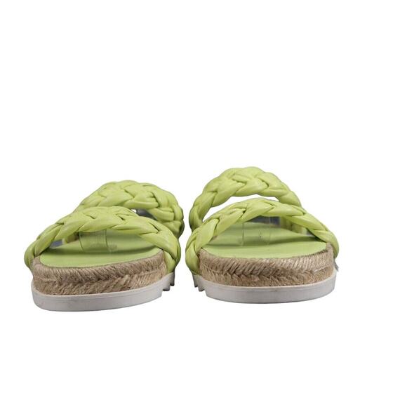 Marc Fisher Shoes Womens 6 Sandal Slides Double Woven Strap Leather Green Jaimee - Picture 3 of 12